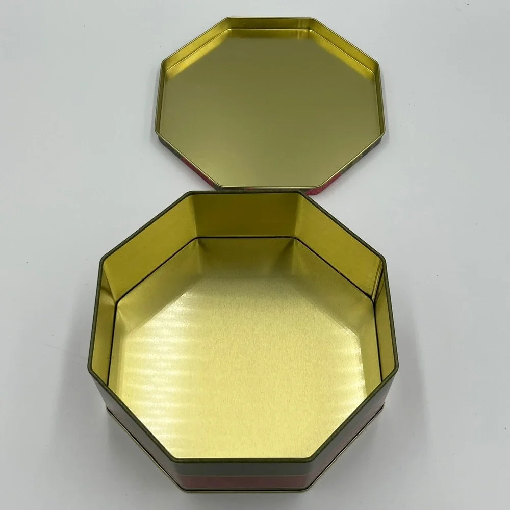 Winterhill Studios Christmas Tin Unisex OS Red NWOT Poinsettia Octagon